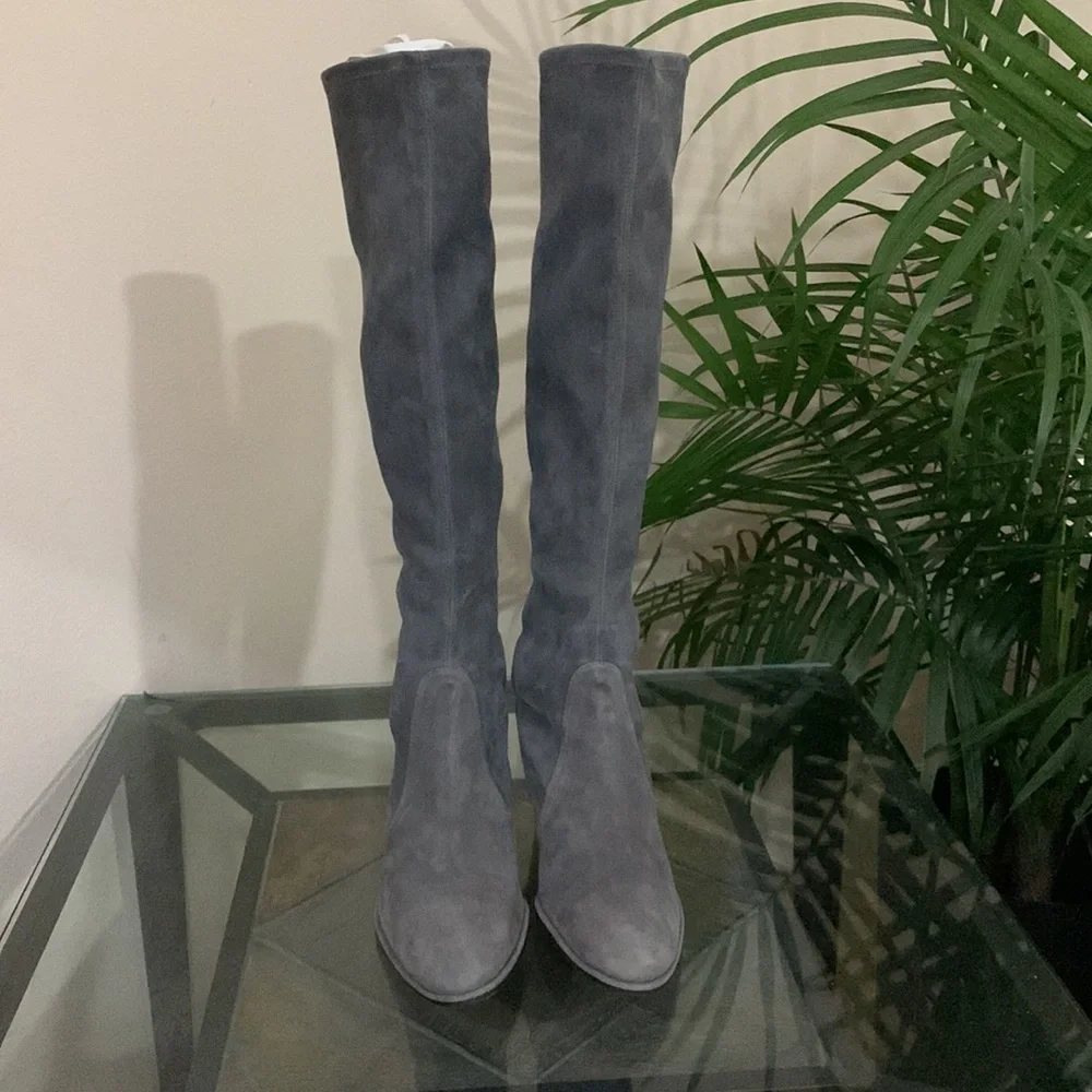 STUART WEITZMAN Suede Metal trim Heel Boots - Picture 4 of 14